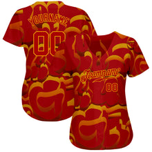 Charger l'image dans la galerie, Custom Graffiti Pattern Red-Gold 3D Authentic Baseball Jersey