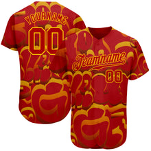 Charger l'image dans la galerie, Custom Graffiti Pattern Red-Gold 3D Authentic Baseball Jersey