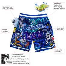 Загрузить изображение в средство просмотра галереи, Custom Graffiti Pattern Royal-White 3D Authentic Basketball Shorts