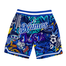 Загрузить изображение в средство просмотра галереи, Custom Graffiti Pattern Royal-White 3D Authentic Basketball Shorts