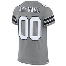 Загрузить изображение в средство просмотра галереи, Custom Gray White-Black Mesh Authentic Football Jersey