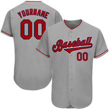 Загрузить изображение в средство просмотра галереи, Custom Gray Red-Navy Authentic Baseball Jersey