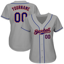 Загрузить изображение в средство просмотра галереи, Custom Gray Royal-Orange Authentic Baseball Jersey
