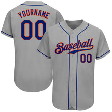 Загрузить изображение в средство просмотра галереи, Custom Gray Royal-Orange Authentic Baseball Jersey