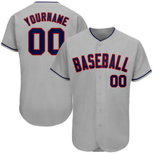 Загрузить изображение в средство просмотра галереи, Custom Gray Navy-Red Authentic Baseball Jersey