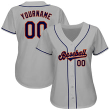 Загрузить изображение в средство просмотра галереи, Custom Gray Navy-Orange Authentic Baseball Jersey