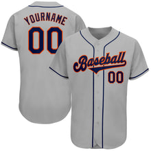 Загрузить изображение в средство просмотра галереи, Custom Gray Navy-Orange Authentic Baseball Jersey