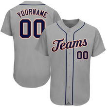 Загрузить изображение в средство просмотра галереи, Custom Gray Navy-Orange Authentic Baseball Jersey