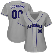 Загрузить изображение в средство просмотра галереи, Custom Gray Purple-Black Authentic Baseball Jersey