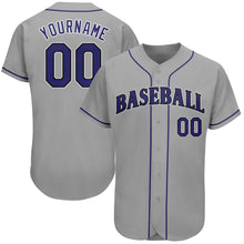 Загрузить изображение в средство просмотра галереи, Custom Gray Purple-Black Authentic Baseball Jersey