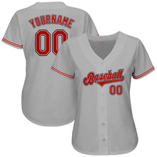 Загрузить изображение в средство просмотра галереи, Custom Gray Red-Black Authentic Baseball Jersey