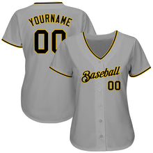 Загрузить изображение в средство просмотра галереи, Custom Gray Black-Gold Authentic Baseball Jersey