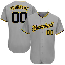 Загрузить изображение в средство просмотра галереи, Custom Gray Black-Gold Authentic Baseball Jersey