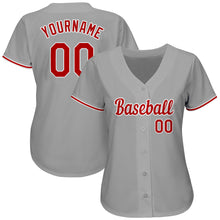 Загрузить изображение в средство просмотра галереи, Custom Gray Red-White Authentic Baseball Jersey