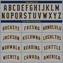 Загрузить изображение в средство просмотра галереи, Custom Gray Navy-Old Gold Authentic Baseball Jersey