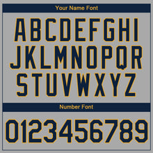 Загрузить изображение в средство просмотра галереи, Custom Gray Navy-Old Gold Authentic Baseball Jersey