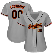 Загрузить изображение в средство просмотра галереи, Custom Gray Black-Orange Authentic Baseball Jersey