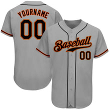 Загрузить изображение в средство просмотра галереи, Custom Gray Black-Orange Authentic Baseball Jersey