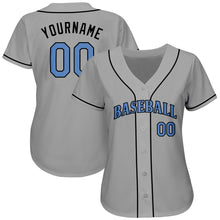 Загрузить изображение в средство просмотра галереи, Custom Gray Light Blue-Black Authentic Father's Day Baseball Jersey