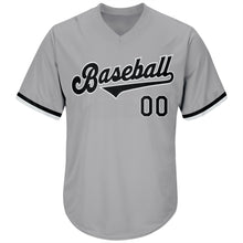 Загрузить изображение в средство просмотра галереи, Custom Gray Black-White Authentic Throwback Rib-Knit Baseball Jersey Shirt