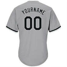 Загрузить изображение в средство просмотра галереи, Custom Gray Black-White Authentic Throwback Rib-Knit Baseball Jersey Shirt