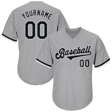 Загрузить изображение в средство просмотра галереи, Custom Gray Black-White Authentic Throwback Rib-Knit Baseball Jersey Shirt