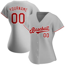 Загрузить изображение в средство просмотра галереи, Custom Gray Red-White Authentic Baseball Jersey