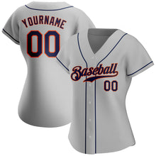 Загрузить изображение в средство просмотра галереи, Custom Gray Navy-Orange Authentic Baseball Jersey