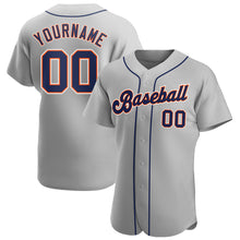 Загрузить изображение в средство просмотра галереи, Custom Gray Navy-Orange Authentic Baseball Jersey
