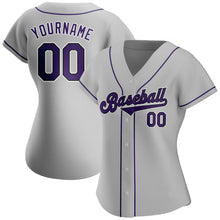 Загрузить изображение в средство просмотра галереи, Custom Gray Purple-Black Authentic Baseball Jersey