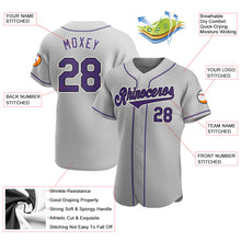 Загрузить изображение в средство просмотра галереи, Custom Gray Purple-Black Authentic Baseball Jersey