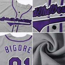 Загрузить изображение в средство просмотра галереи, Custom Gray Purple-Black Authentic Baseball Jersey