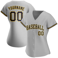 Загрузить изображение в средство просмотра галереи, Custom Gray Navy-Gold Authentic Baseball Jersey