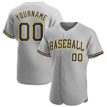 Загрузить изображение в средство просмотра галереи, Custom Gray Navy-Gold Authentic Baseball Jersey