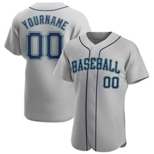 Загрузить изображение в средство просмотра галереи, Custom Gray Navy-Teal Authentic Baseball Jersey