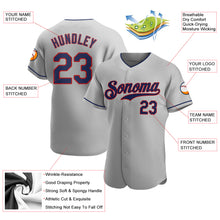 Загрузить изображение в средство просмотра галереи, Custom Gray Navy-Red Authentic Baseball Jersey