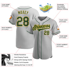 Загрузить изображение в средство просмотра галереи, Custom Gray Green-Gold Authentic Baseball Jersey