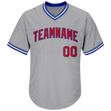 Charger l'image dans la galerie, Custom Gray Red-Royal Authentic Throwback Rib-Knit Baseball Jersey Shirt