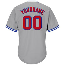 Charger l'image dans la galerie, Custom Gray Red-Royal Authentic Throwback Rib-Knit Baseball Jersey Shirt