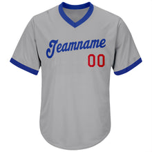 Charger l'image dans la galerie, Custom Gray Royal-Red Authentic Throwback Rib-Knit Baseball Jersey Shirt