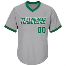 Загрузить изображение в средство просмотра галереи, Custom Gray Kelly Green-White Authentic Throwback Rib-Knit Baseball Jersey Shirt