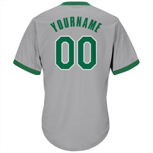 Загрузить изображение в средство просмотра галереи, Custom Gray Kelly Green-White Authentic Throwback Rib-Knit Baseball Jersey Shirt