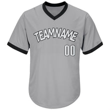 Charger l'image dans la galerie, Custom Gray White-Black Authentic Throwback Rib-Knit Baseball Jersey Shirt
