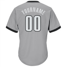 Charger l'image dans la galerie, Custom Gray White-Black Authentic Throwback Rib-Knit Baseball Jersey Shirt