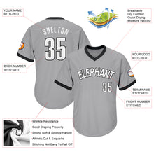 Charger l'image dans la galerie, Custom Gray White-Black Authentic Throwback Rib-Knit Baseball Jersey Shirt