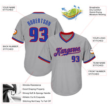 Загрузить изображение в средство просмотра галереи, Custom Gray Royal-Red Authentic Throwback Rib-Knit Baseball Jersey Shirt