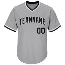 Загрузить изображение в средство просмотра галереи, Custom Gray Black-White Authentic Throwback Rib-Knit Baseball Jersey Shirt