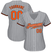 Загрузить изображение в средство просмотра галереи, Custom Gray Black Pinstripe Orange-Black Authentic Baseball Jersey