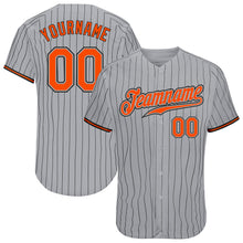 Загрузить изображение в средство просмотра галереи, Custom Gray Black Pinstripe Orange-Black Authentic Baseball Jersey