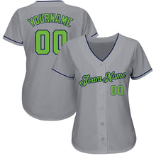 Загрузить изображение в средство просмотра галереи, Custom Gray Neon Green-Navy Authentic Baseball Jersey